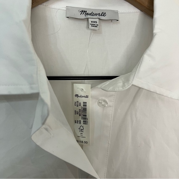 NWT Madewell Button-Front Mini Shirtdress in Poplin Women's Regular XXS Resort - Picture 7 of 11